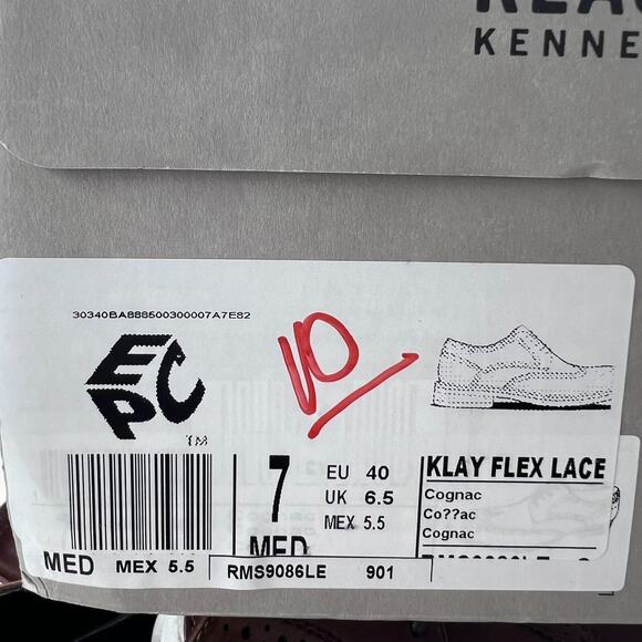 Kenneth Cole Reaction Klay Flex Cap Toe Leather Oxford Cognac RMS9086LE Men 7 M - Picture 10 of 10